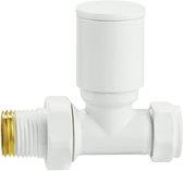 Robinet de radiateur manuel Radiatorconnect 1/2" x 15 mm compression blanc droit.