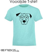 Be Friends T-Shirt - Hond - Kinderen - Mint groen - Maat 11-12 jaar