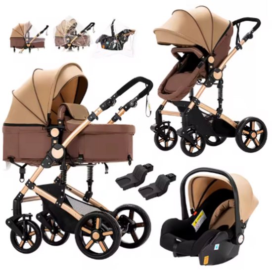 Multifunctionele Kinderwagen - Luxe Kinderwagen - Zittend - Liggend - Beide richtingen duwen - Slaapmodes - Verwisselbaar - Winter/Zomer modus - Regen en wind dekking - Opvouwbaar - Bekerhouder - Opbergruimte - Voetrem - Vering