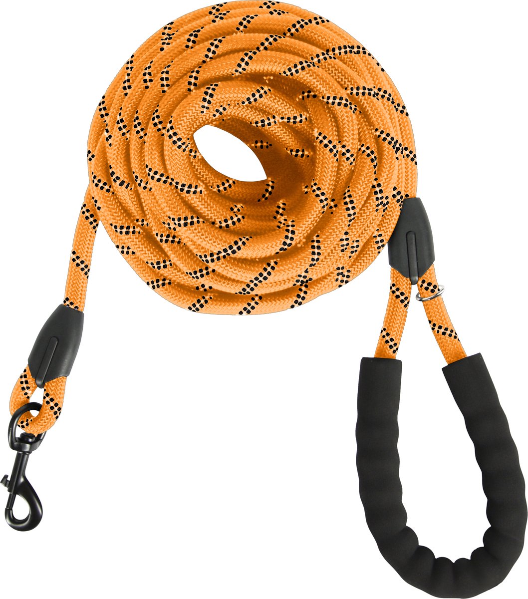 KCMultisupplies Hondenriem 8 Meter - Reflecterende Hondenlijn - Met Gevoerd Handvat - Geschikt voor Grote en Kleine Honden - Nylon Looplijn