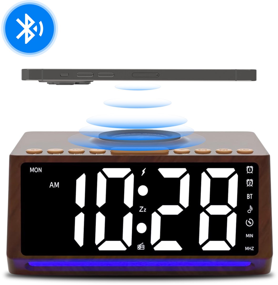 Lumixar - Houten Wekkerradio - Digitale Wekker - Klokradio - Alarm - Wekker voor Kinderen & Volwassenen - Alarmklok - Klok Digitaal