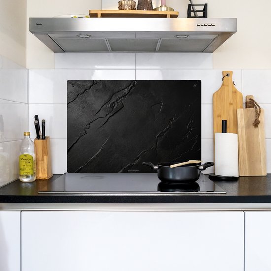 KitchenYeah® Protection plaque induction 75x55 cm - Noir - Pierre - Béton - Protege plaque de cuisson - Couvre plaque induction - Protecteur d'induction - Cuisine