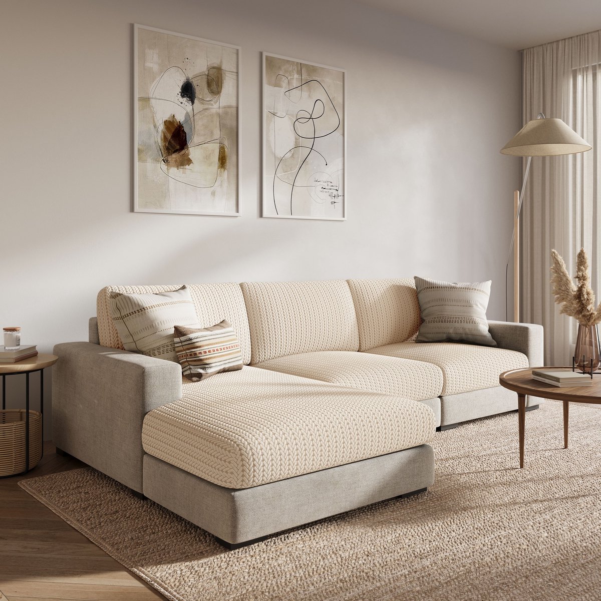 FancySofas Bankhoes Rustic - Rugkussenhoes - Machinewasbaar & Stretchy - Bankhoezen voor Hoekbank - Hondendeken bank - Hondenkleed - Bankbeschermer - Zetelhoes - Zetelovertrek - Sofa Cover - 30 Dagen Risicoloos Uitproberen - Ivory Beige