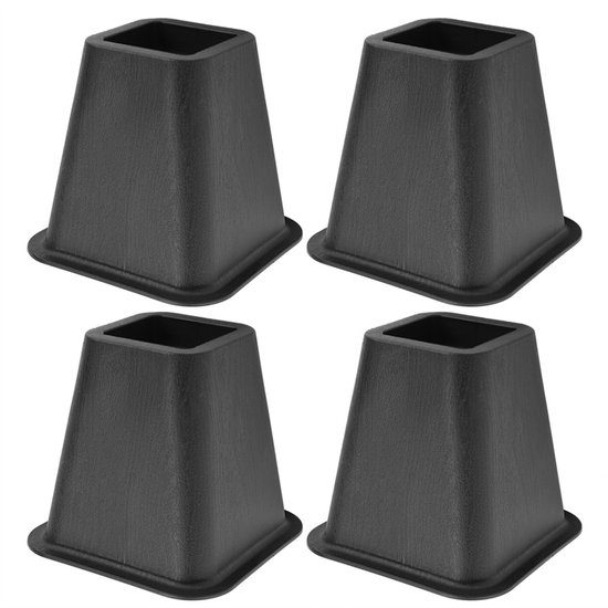 Zwarte rubberen meubelverhogers - vierkante bed- en bankliften, 1-5 cm