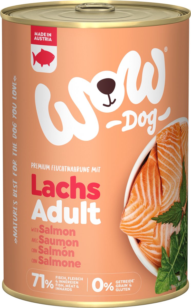 Wow WOW Graanvrij natvoer Adult Zalm 6 x 400 gram - Hond