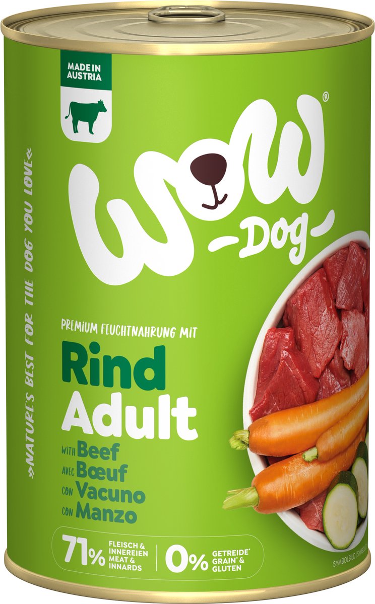 Wow WOW Graanvrij natvoer Adult Rund 6 x 400 gram - Hond