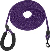 KCMultisupplies Hondenriem 5 Meter - Reflecterende Hondenlijn - Met Gevoerd Handvat - Geschikt voor Grote en Kleine Honden - Nylon Looplijn