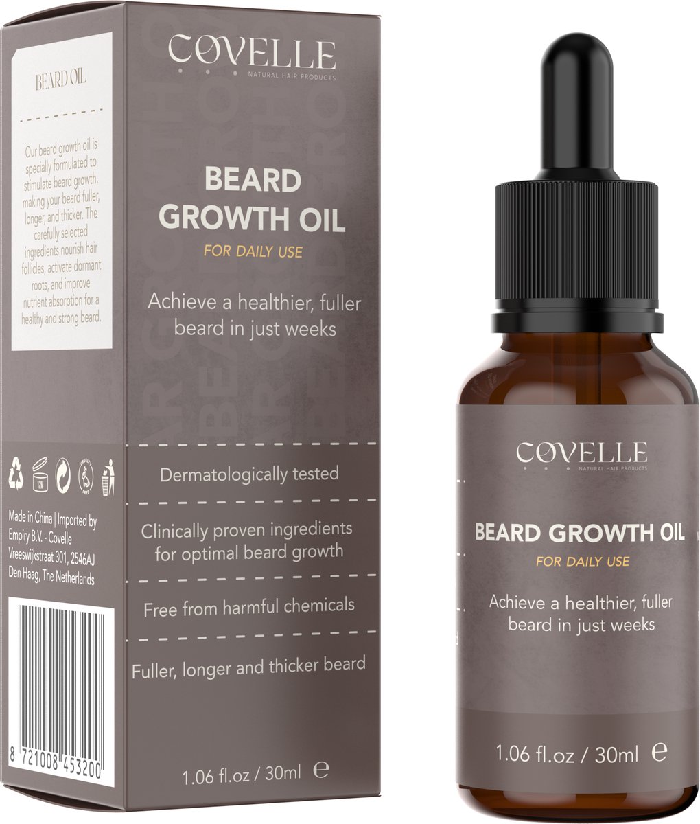 Covelle - Baardolie - 30 ml - Baardgroei - Haargroei - Baardverzorging - Haarolie - Wonderolie - Baard olie - Haar olie