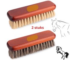 2 x Paardenborstel -paard -hard en soft- brush- luxe top kwaliteit- naturel