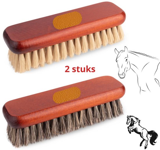 2 x Paardenborstel -paard -hard en soft- brush- luxe top kwaliteit- naturel 2 x Paardenborstel -paard -hard en soft- brush- luxe top kwaliteit- naturel
