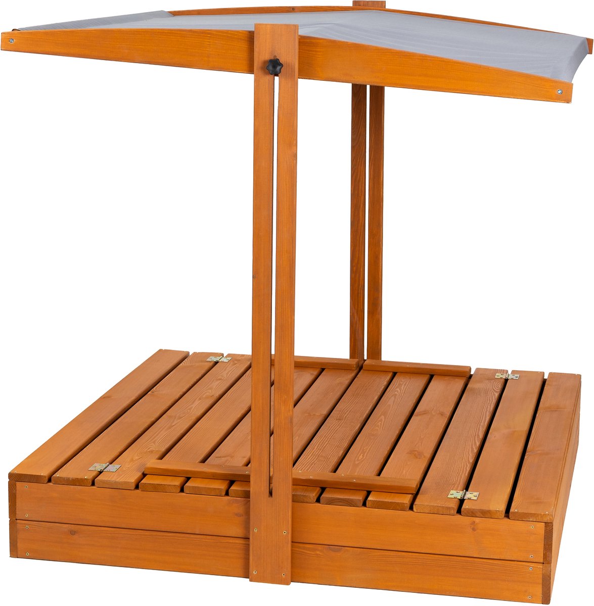 Afsluitbare Zandbak met Dak 120x120 cm – Gecertificeerd & Geïmpregneerd Hout | Incl. AFDEKZEIL, GRONDDOEK & Montagevideo | Voor 1-2 Kinderen | Grijs — afbeelding 2