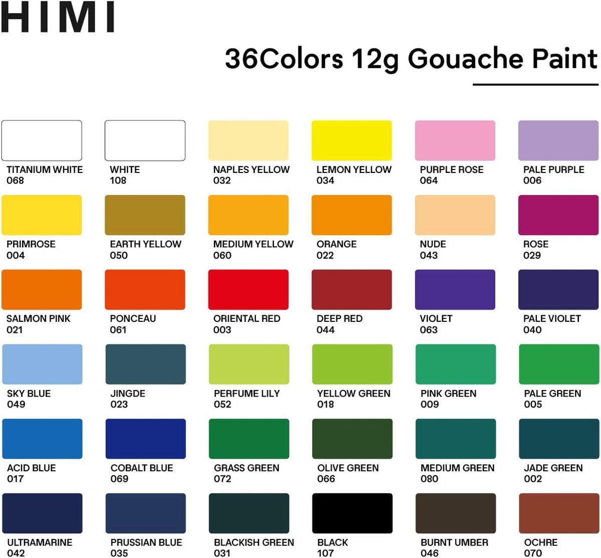 HIMI - Gouache - Twin split cups - set van 36 kleuren - 12g - 3 penselen - Lila — afbeelding 10