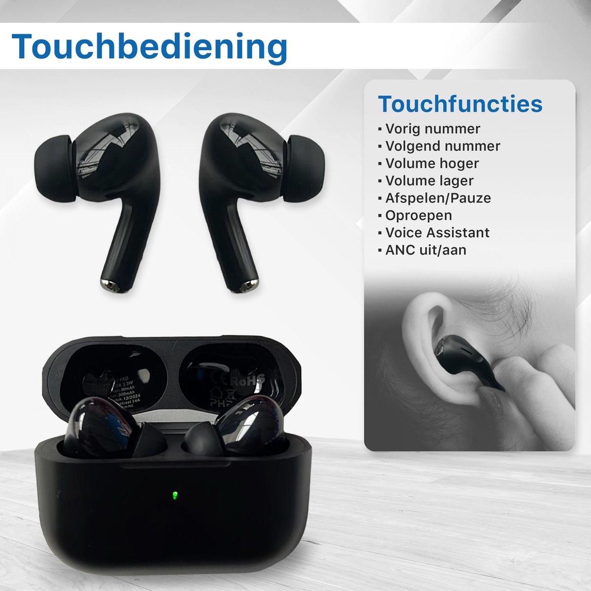 In-Ear Draadloze Oordopjes met Noise Cancelling en Bluetooth 5.3 - Oortjes Draadloos - Geschikt voor iPhone - Oortjes - Origineel Phreeze Wireless EarBuds – foto 2