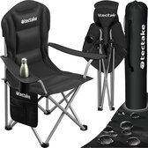 tectake® Campingstoel - Kampeerstoel - Opvouwbare stoel - Inclusief bekerhouder, opbergvak en draagtas - Luxe outdoorstoel - Glampingstoel