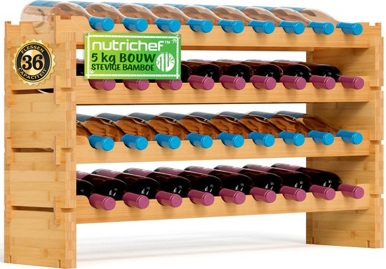 Casier à Vin Relaxdays 12 Bouteilles - Étagère Horizontale 3 étages - Acajou