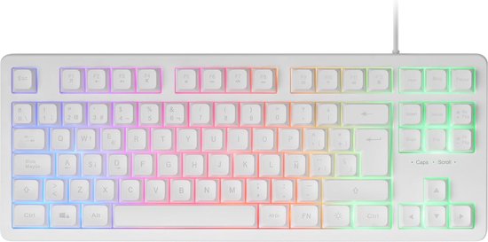 StayPowered Gaming Keyboard TKL - Compact en Snel voor Elke Gamer - H-Mech Technologie - FRGB Rainbow Verlichting - Anti-Ghosting - Multi-Platform Compatibel - Responsieve Toetsaanslagen - Draagbaar Ontwerp - Wit - Levering Sneller dan Aangegeven!