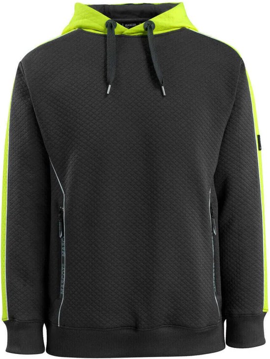 Mascot Motril Work Hoodie 50124-932 - Hardwear ZWART/HI-VIS GEEL SWEATSHIRT MET CAPUCHON Maat 2XL