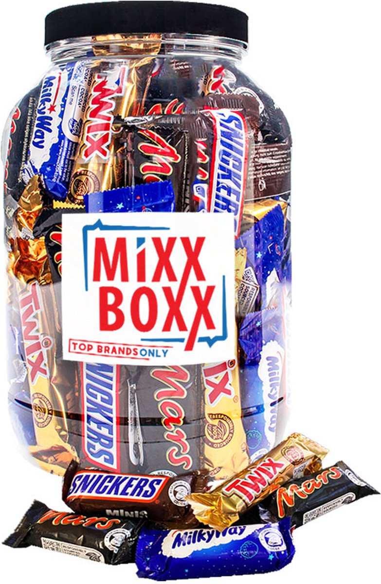 Mars Mini's Chocolate Party: MilkyWay, Mars, Snickers, Twix - melkchocolade met nougat en karamel - chocoladecadeau - 1100g