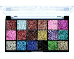 D'Donna - Glitter Oogschaduw - Glitter Palette - Pressed Glitter - 18 Tinten Goud - Roze - Zilver - Blauw - Groen - Paars - Bruin - Rood - Zwart - 1 Doos 14,5 x 8 cm