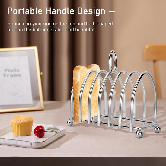 Toaststandaard, roestvrij staal, broodrek, broodhouder, broodrek, servetstandaard voor toast, eetkamer, koeling, brood, bruiloft, verjaardag, Kerstmis, feestaccessoires (zilver