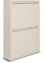Meuble à chaussures en métal 2 - Portes de WDMT™ | 70x15x50cm | Meuble à chaussures moderne pour un rangement élégant de votre collection de chaussures | Blanc mat