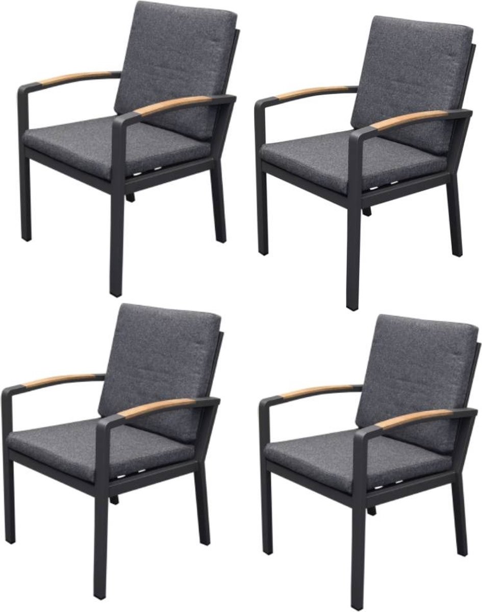 Costa Rica dining tuinstoel aluminium antraciet set van 4