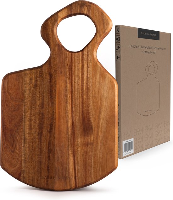 BAUER & MEYER® Snijplank Hout incl. waxolie - Hakblok - Borrelplank - 3 cm dik - Premium Acacia Hout - Broodplank - 50 x 31 x 3.0 cm - S600 Large