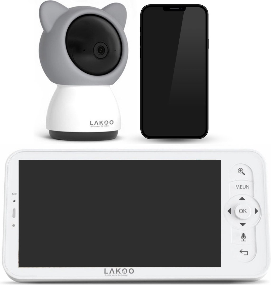 Lakoo BabyGuard Babyfoon - met Camera én App - 1080 PH - Baby monitor