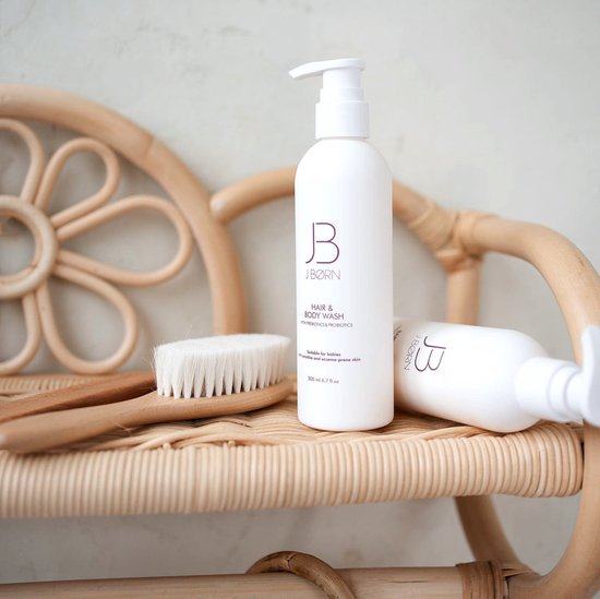 J.Born Baby Shampoo & Wasgel (2-in-1) - Met Prebiotica & Probiotica - Parfumvrij & Hypoallergeen - Voor Eczeemgevoelige Huid - 200ml