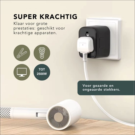 GlobeTrek® Wereldstekker - Reisstekker - Fast Charging - 2 USB-C & 2 USB-A - Universele Wereldstekker voor 170+ Landen: Amerika (USA), Engeland (UK), Australië, Zuid Amerika, Azië, Afrika, Europa - Wereldstekkers - Zwart