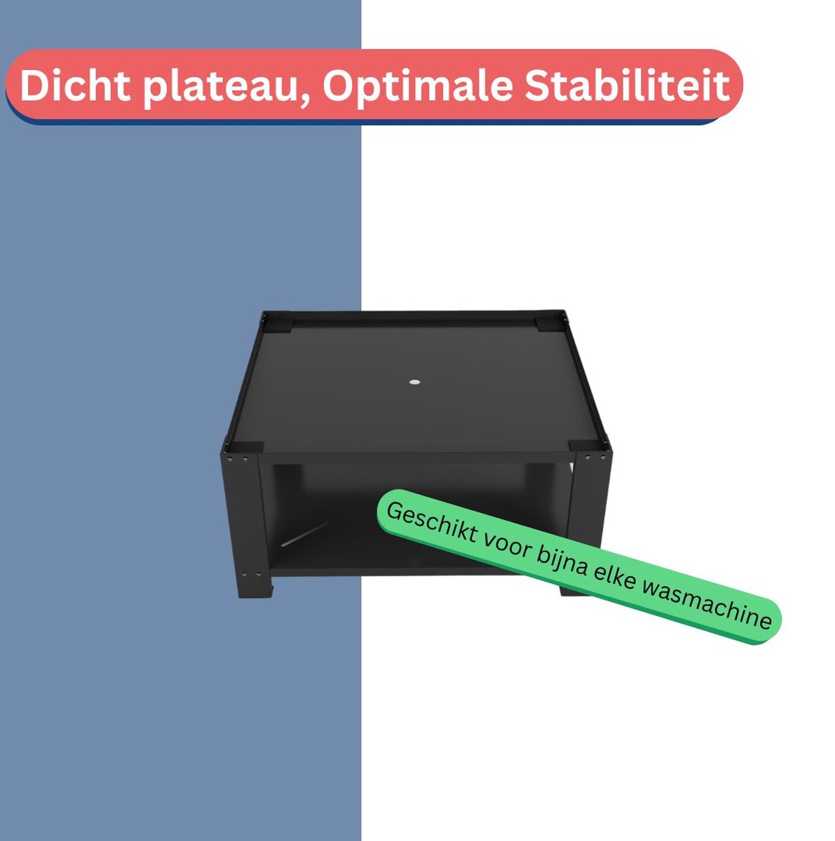 Wasophoogte® Wasmachine verhoger - Wasmachine opbouwmeubel - Wasmachine sokkel - 31cm hoog - Zwart - Universeel thumbnail 6