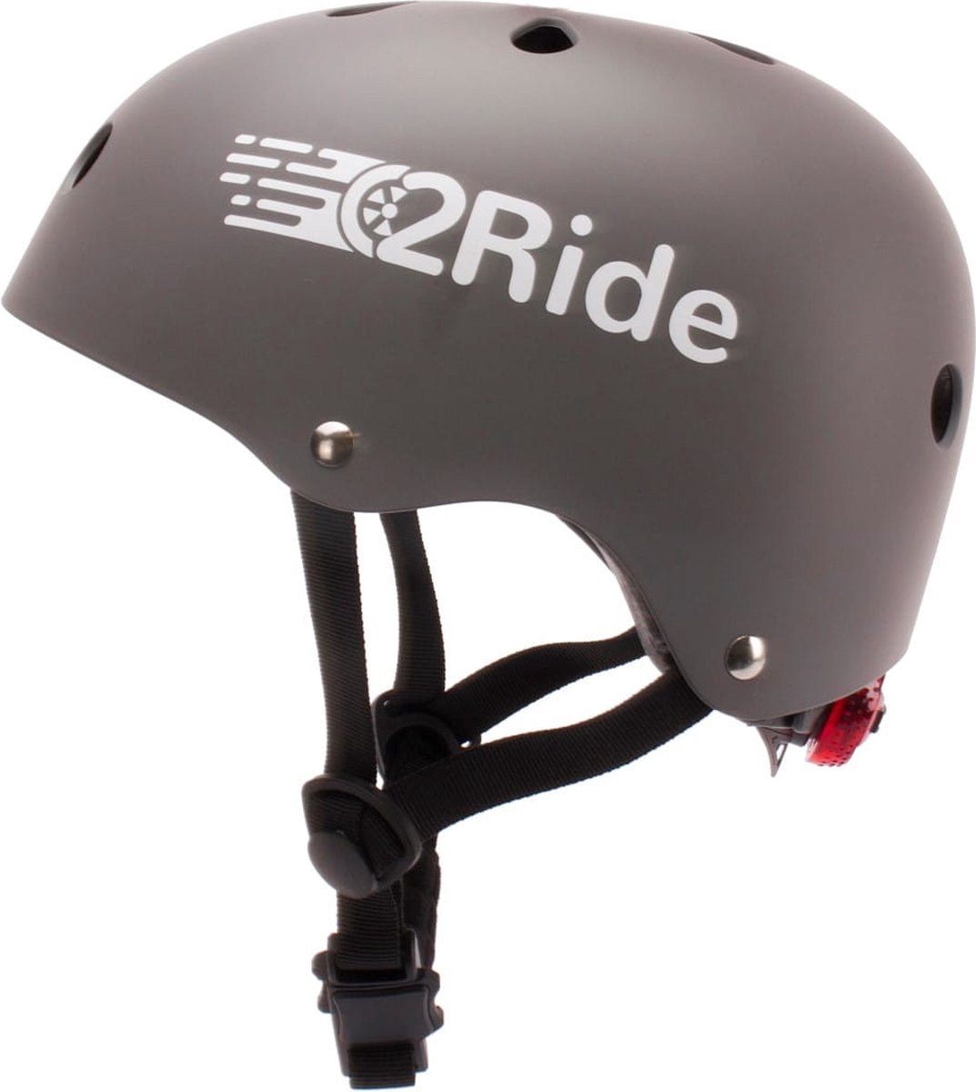sun baby Fietshelm 2 jaar, kinderhelm maat S (50-54 cm) Grafiet, met LED licht, Kinder skatehelm voor skateboard, fiets, step en rolschaatsen