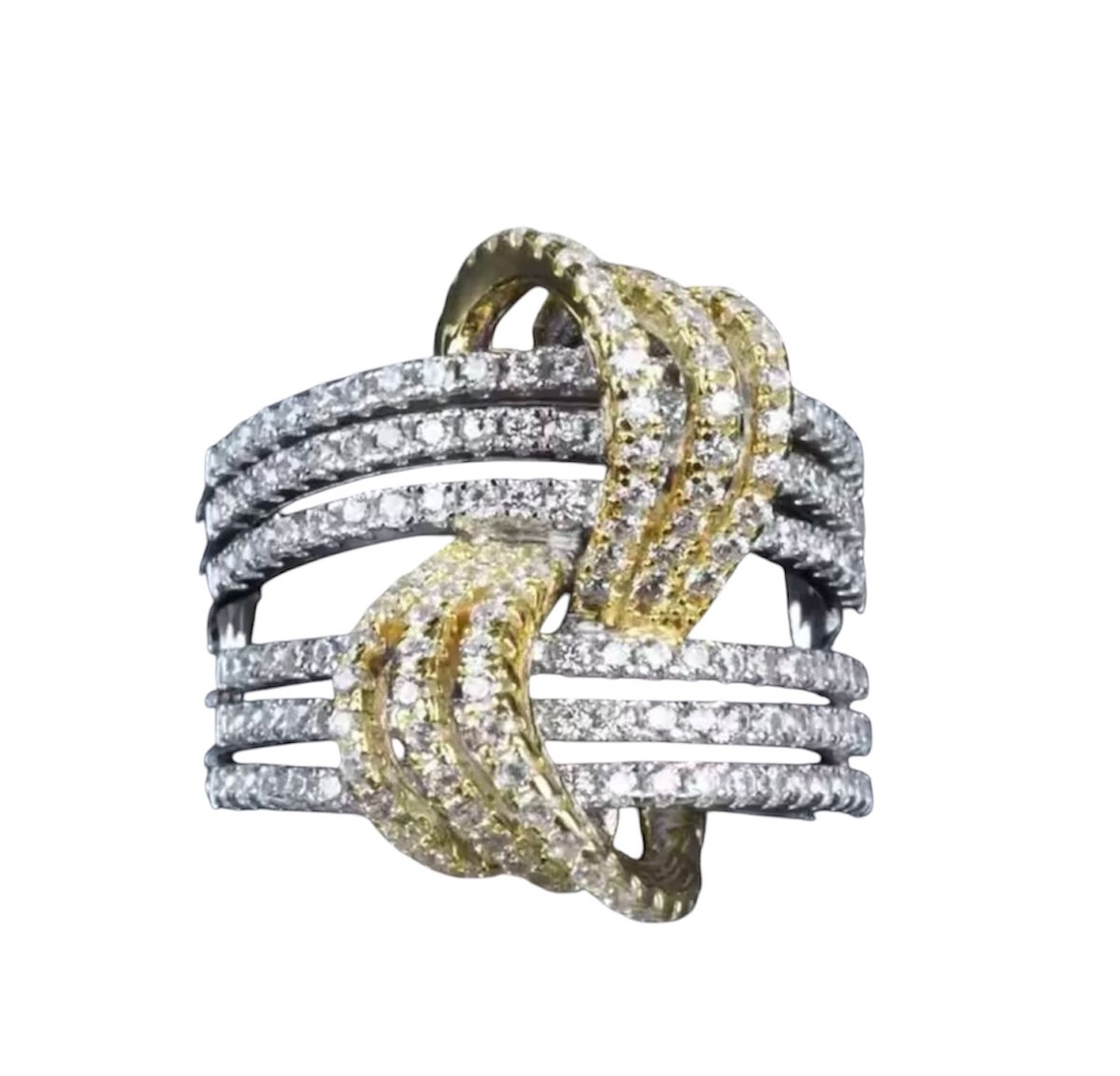 Dames Ring - Zilver en Goud - Met Zirkonia - Design Tweekleurig - Ring Goud en Zilver - Diameter 20mm