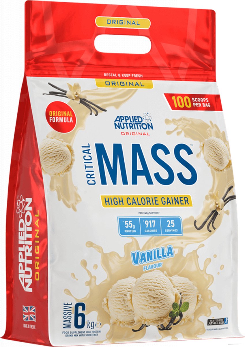 Goedkoopste Mass Gainer - Original Critical Mass - Applied Nutrition - 6000 g Vanille