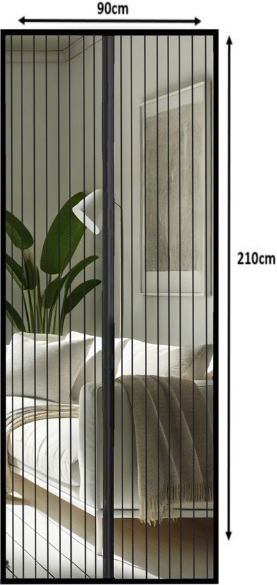 JEAS - Luxe Magnetisch Vliegengordijn - 210x90cm – Horgordijn - Deurgordijn - Deurhor - Zwart