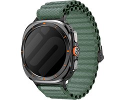 Strap-it outdoor nylon bandje geschikt voor de Samsung Galaxy Watch Ultra / Ultra 2025 bandje - Trail Loop bandje - hoogwaardig nylon materiaal (donkergroen)