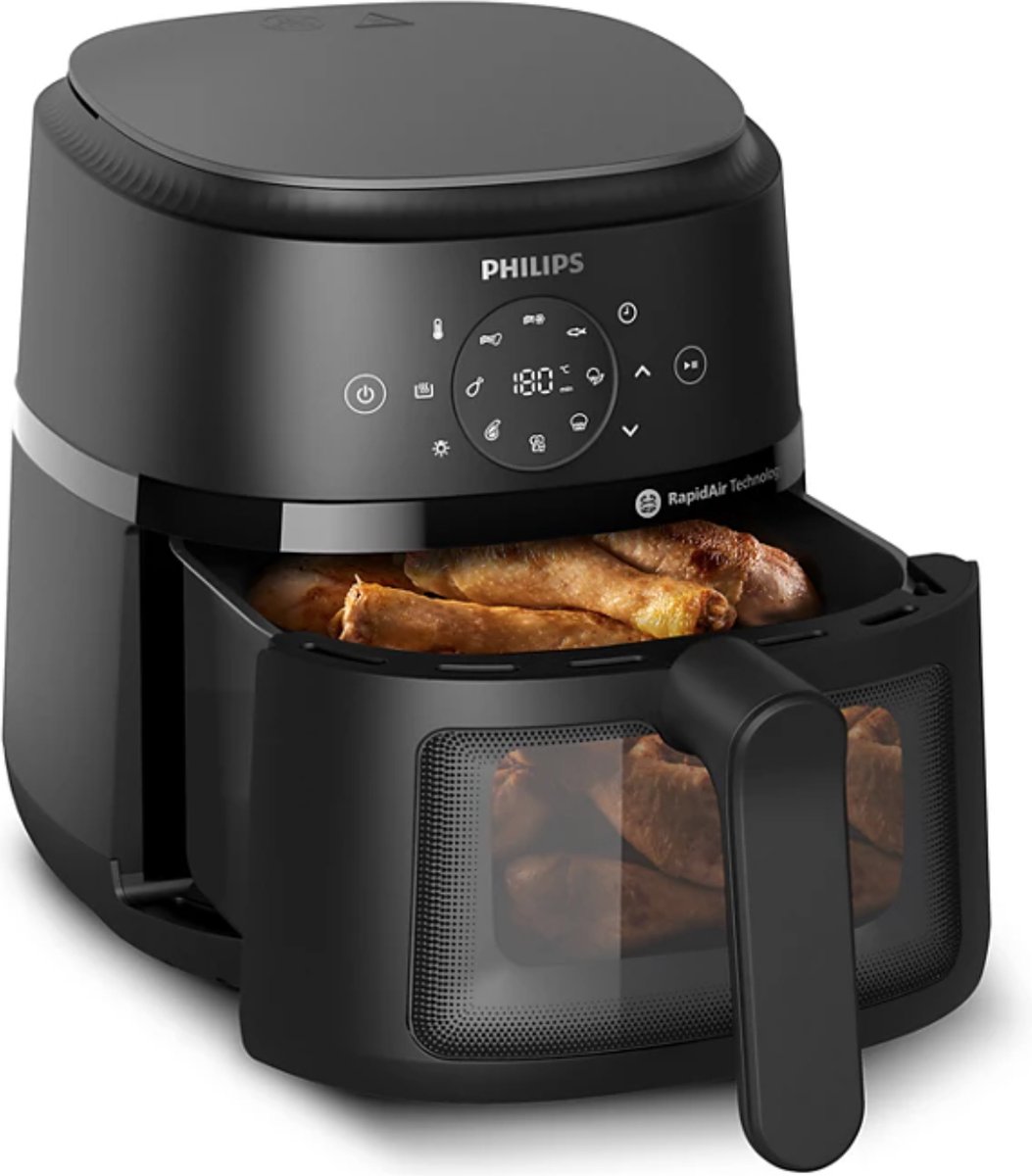 Afbeelding 3 van Philips 2000 Series Airfryer - NA220/00 - Kijkvenster - RapidAir - 4.2L - Tot 4 Personen - Zwart