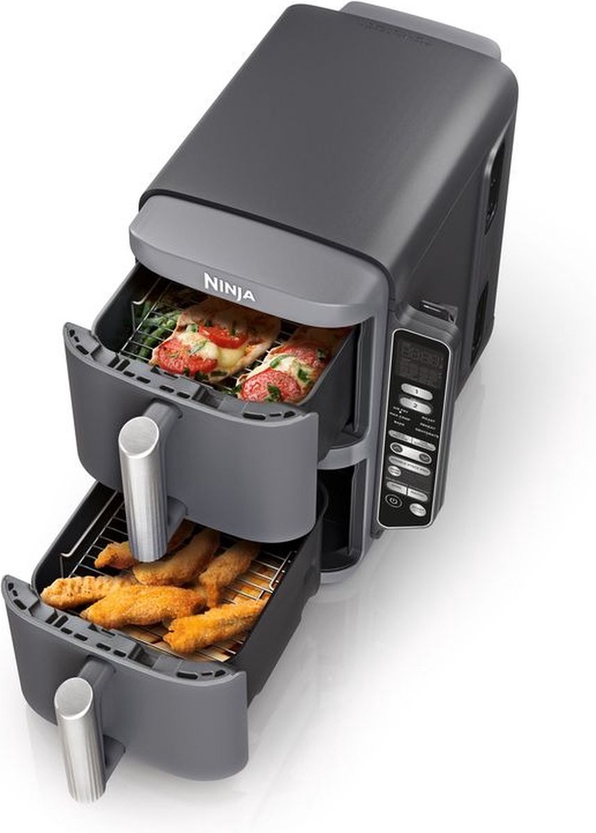 Afbeelding 2 van Ninja Double Stack Airfryer XXL - 9.5 Liter - Dubbele Gestapelde Lades - 6 Programma's - Inclusief Digitale Thermometer en Kookrekjes - SL451EU