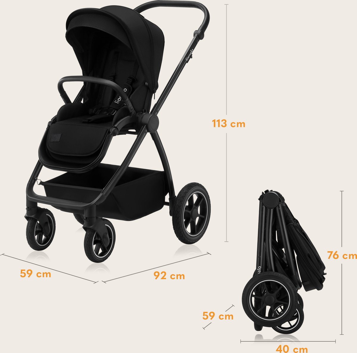 Lionelo Meril 2in1 Kinderwagen met All-Terrain Wielen - afbeelding 2
