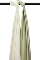 Meyco Baby Uni swaddle - 2-pack - pre-washed hydrofiel - natural/soft olive - 120x120cm