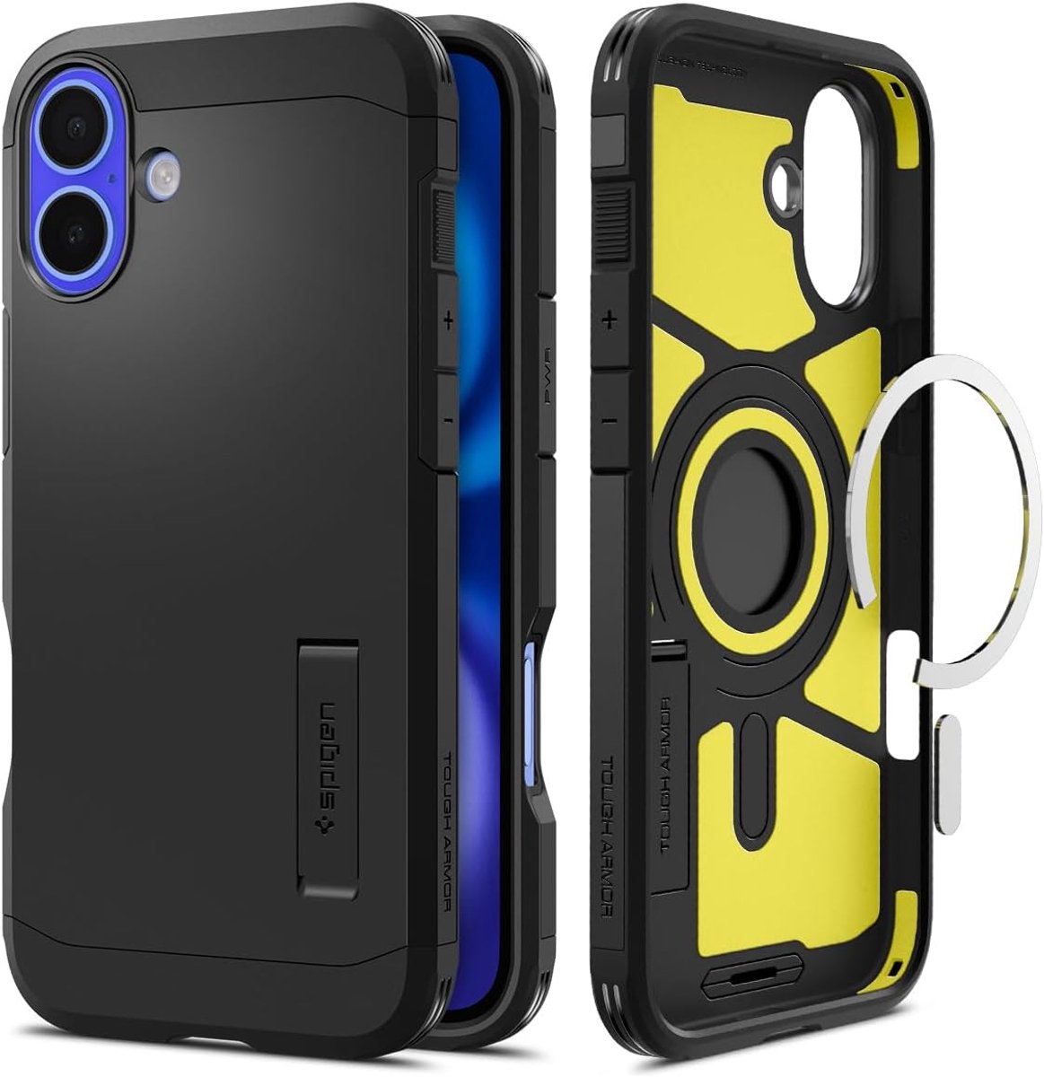 Spigen Geschikt voor Apple iPhone 16e - Tough Armor - Geschikt voor Mag - Back Cover Hoesje - Zwart