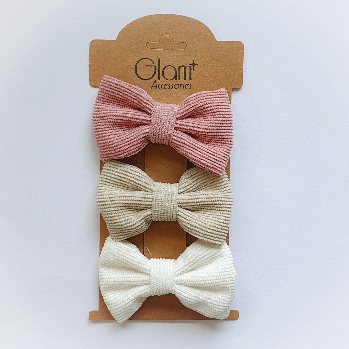Haarstrikken - 3 stuks - Oud Roze, Beige, Wit