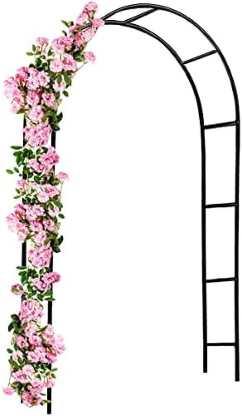 Grote Rozen Bogen, Hoog 240 cm Breed 120cm 150cm 180cm 226cm 240cm 260cm 300cm Tuin Prieel Pergola voor Binnen/Buiten Gazon Tuin Diverse Klimplanten (Zwart/Wit), Zwart-260x240cm/8.5x8ft