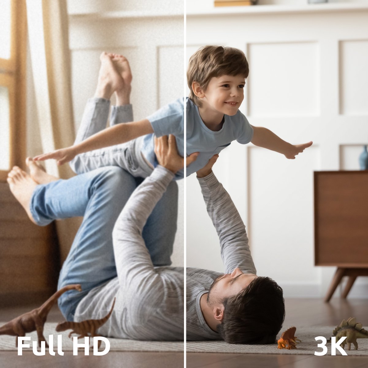 STRONG - SHC05IR0-W - Beveiligingscamera draadloos - Wifi - 3K (5MP 2880x1620) - Personen-, baby-, huisdierdetectie - 360° panoramisch zicht - Nachtzicht - Ingebouwde microluidsprekers - Gemakkelijk te gebruiken met de Vision by STRONG toepassing