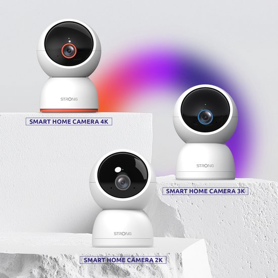STRONG - SHC05IR0-W - Beveiligingscamera draadloos - Wifi - 3K (5MP 2880x1620) - Personen-, baby-, huisdierdetectie - 360° panoramisch zicht - Nachtzicht - Ingebouwde microluidsprekers - Gemakkelijk te gebruiken met de Vision by STRONG toepassing