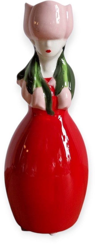 Daan Kromhout - Vaas - Tulpenvaas - Lucy Dutch Woman - Rood, Roze - Keramiek - 22 cm