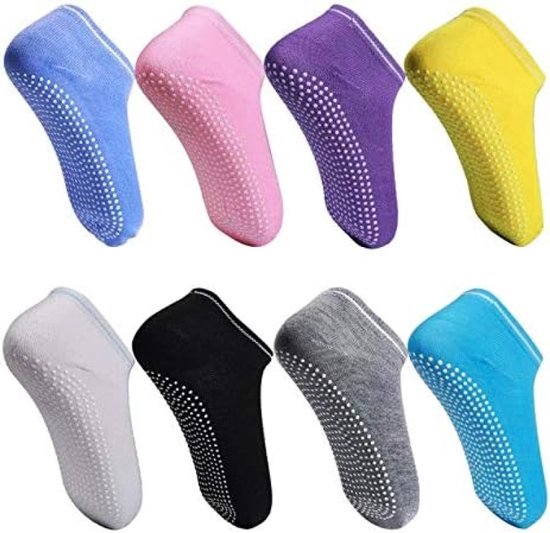 TSHAOUN 2 paar yogasokken, antislip, pilatessokken voor dames, antislipsokken voor yoga, pilates, dans en ballet, aerobics en fitnesstraining, stoppersokken, roze en grijs., M