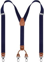 1 stuk Y-vormige heavy duty bretels voor heren - met 4 draaibare haken - verstelbare jeans haak gesp bretels - broek accessoires voor heren - blauw