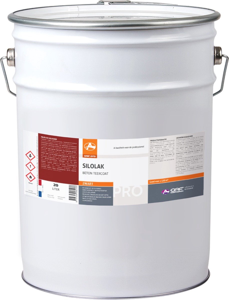 OAF PRO Silolak (Beton Teercoat) 20 liter - Bitumenverf - Beschermt betonnen veevoeder- en mestsilo's - Overrijdbaar met landbouwvoertuigen - Na droging niet giftig en reukloos