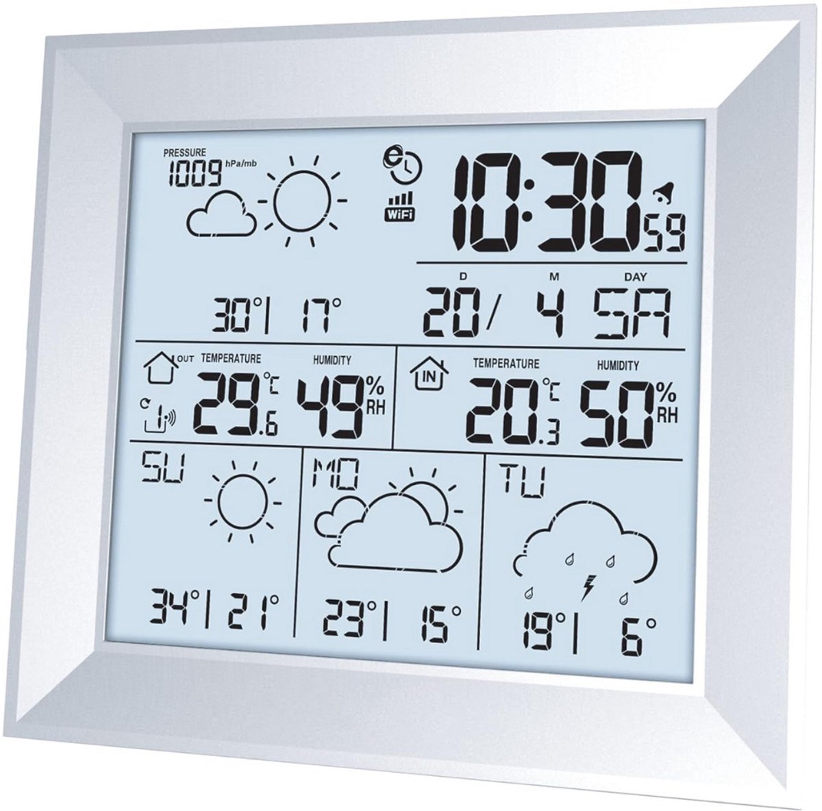 ApexArte® Weerstation Binnen en Buiten - Weerstation Draadloos Binnen Buiten - Weerstation met Buitensensor - Wit